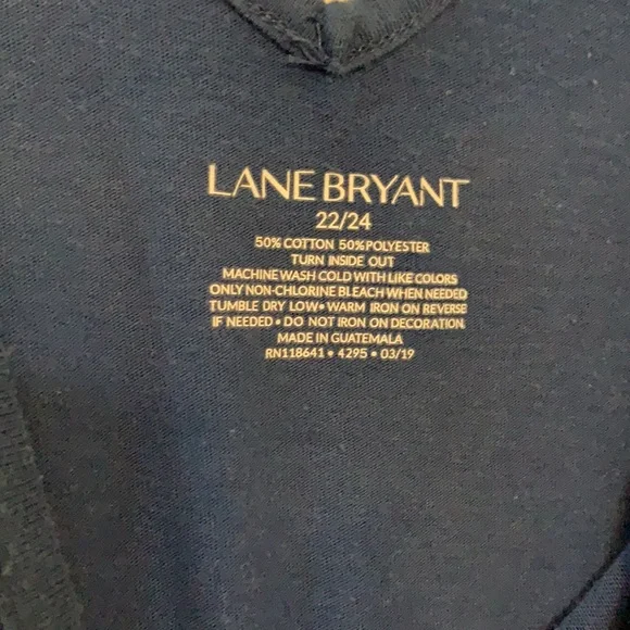 Lane Bryant blue t shirt with gold foil dot pattern pattern. Size 22/24. - Picture 2 of 3